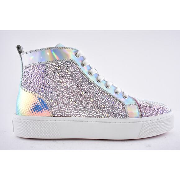 Christian Louboutin Super Louis Strass Flat SD AB Crystal High Top Sneaker 38 - Picture 2 of 12